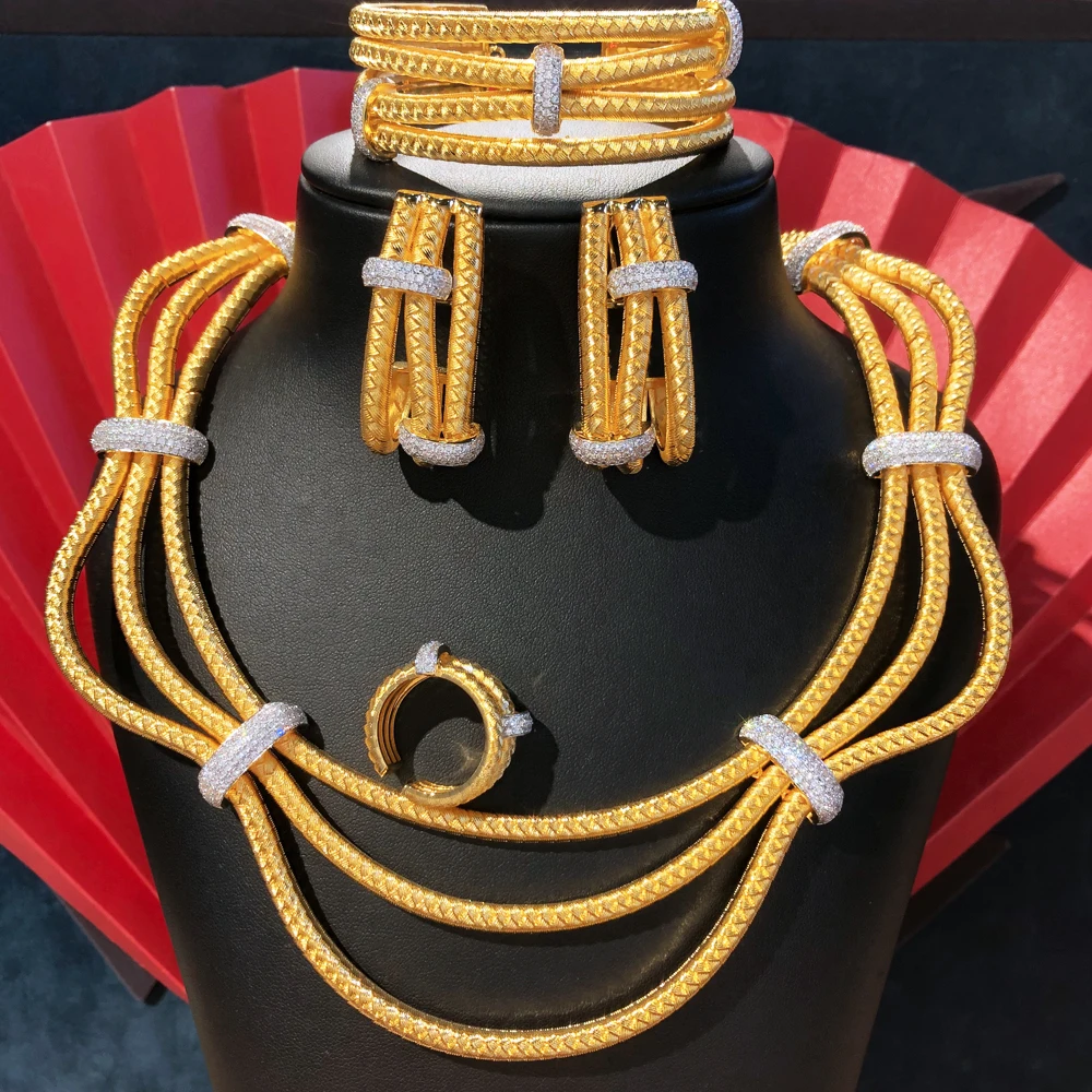Missvikki Gorgeous 4PCS Luxury Wave Necklace Bracelet Earrings Ring For Women Wedding Party Bridal Jewelry Sets New Style
Missvikki Gorgeous 4PCS Luxury Wave Necklace Bracelet Earrings Ring For Women Wedding Party Bridal Jewelry Sets New Style