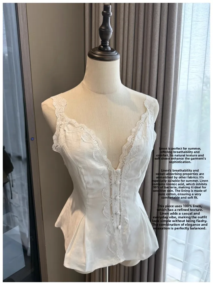 Летний женский повседневный топ-жилет на бретельках из льна и кружева Chamomile S Ultra-Fairy Private Cus, коллекция 2025
Летний женский повседневный топ-жилет на бретельках из льна и кружева Chamomile S Ultra-Fairy Private Cus, коллекция 2025