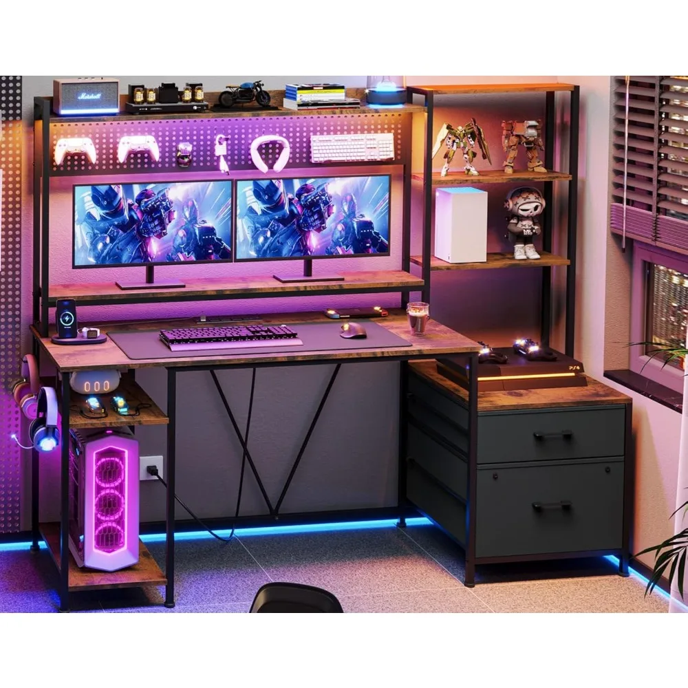 Gaming Desk with Hutch,65in Reversible Computer Desk with Power Outlets LED Light with Monitor Stand 2 Drawers 4 Storage Shelves
Gaming Desk with Hutch,65in Reversible Computer Desk with Power Outlets LED Light with Monitor Stand 2 Drawers 4 Storage Shelves