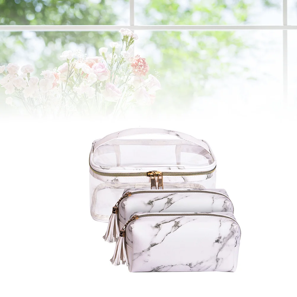 3Pcs Marble PVC Transparent Large Capacity Toiletries Waterproof Storage Bag Portable Organizer Makeup Pouch Fashion
3Pcs Marble PVC Transparent Large Capacity Toiletries Waterproof Storage Bag Portable Organizer Makeup Pouch Fashion