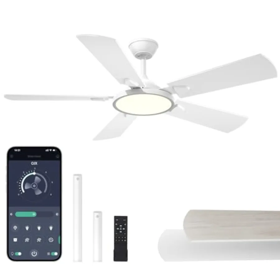 Ceiling Fans with Lights 52 inch Ceiling fan with Light and Remote/APP Control 3CCT Quiet DC Reversible Dimmable Modern Black C
Ceiling Fans with Lights 52 inch Ceiling fan with Light and Remote/APP Control 3CCT Quiet DC Reversible Dimmable Modern Black C
