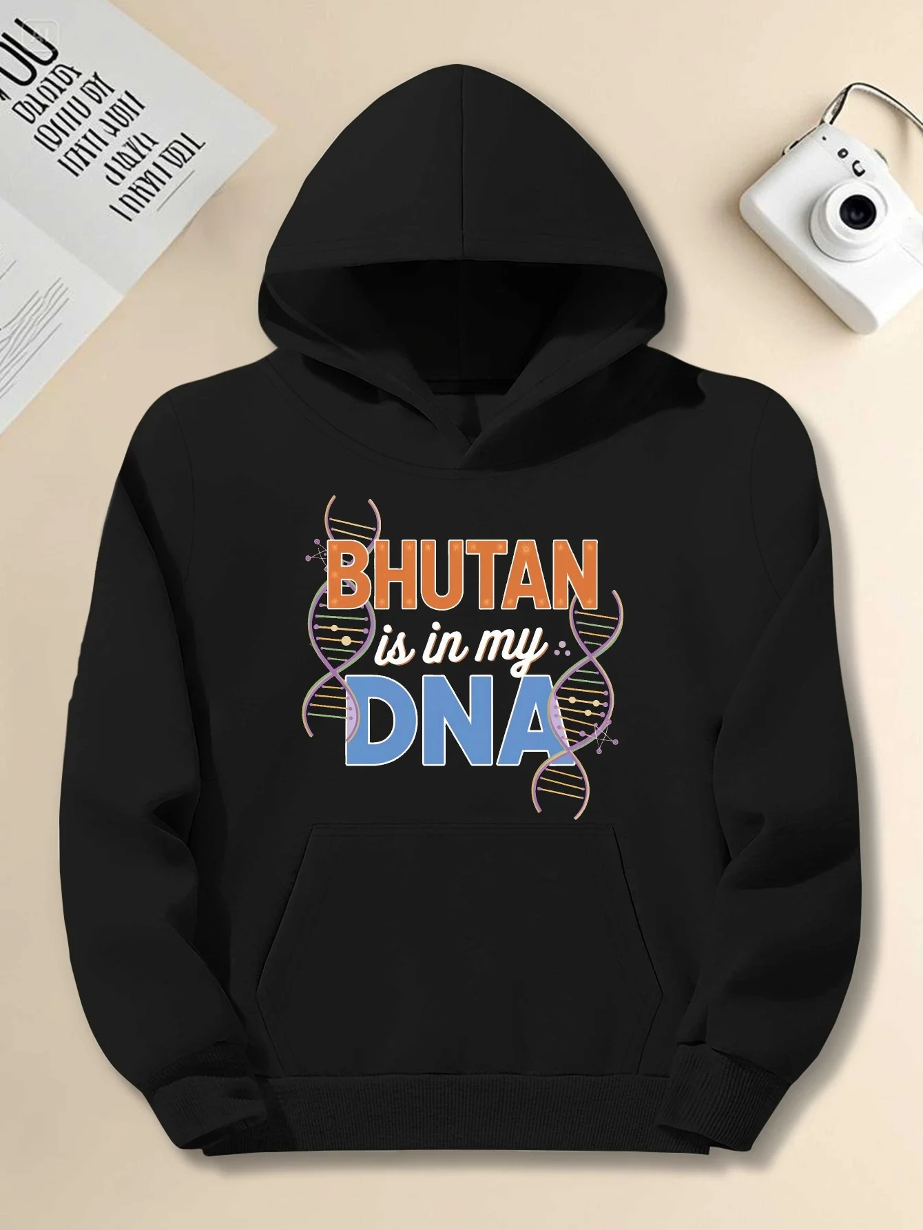 Hoodie - "Bhutan is in my DNA" pattern pullover hoodie, loose-fit hooded sweater, suitable for daily wear and street fashion
Hoodie - "Bhutan is in my DNA" pattern pullover hoodie, loose-fit hooded sweater, suitable for daily wear and street fashion