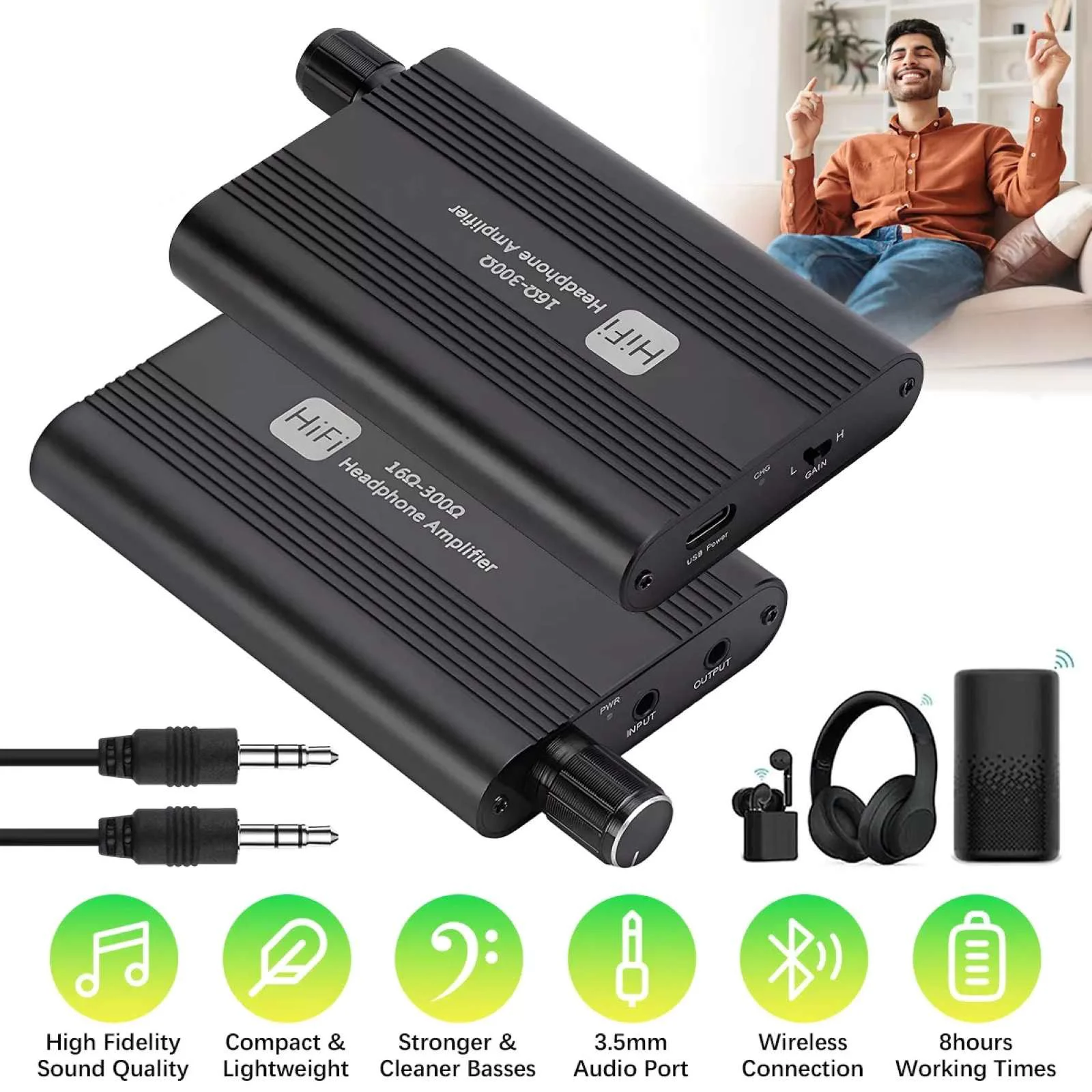 1PC 3.5mm Portable Headphone Amplifier HiFi 16-300Ω 1000mAh Rechargeable w/ 2-Stage Gain Switch Aluminum Alloy for MP3 Phone PC
1PC 3.5mm Portable Headphone Amplifier HiFi 16-300Ω 1000mAh Rechargeable w/ 2-Stage Gain Switch Aluminum Alloy for MP3 Phone PC