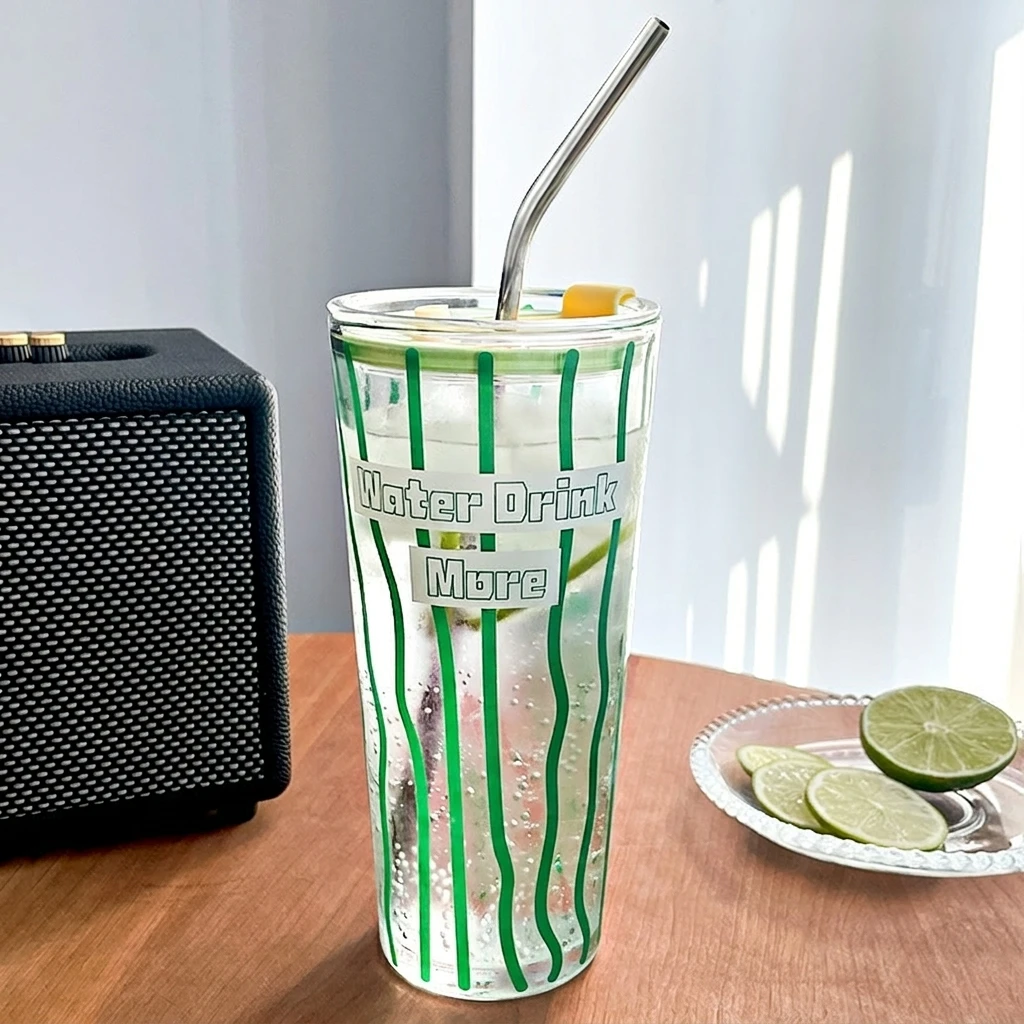 Women Double Wall Glass Straw Cup With Silicone Lid And Straw For Juice Beverages
Women Double Wall Glass Straw Cup With Silicone Lid And Straw For Juice Beverages