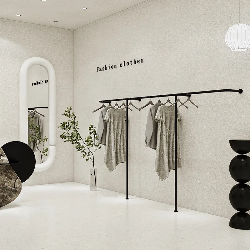 Custom Clothing Store Display Rack Stainless Steel Black Wall-Mounted Clothes Rail Floor-Standing Display Props Men's and Women'
Custom Clothing Store Display Rack Stainless Steel Black Wall-Mounted Clothes Rail Floor-Standing Display Props Men's and Women'