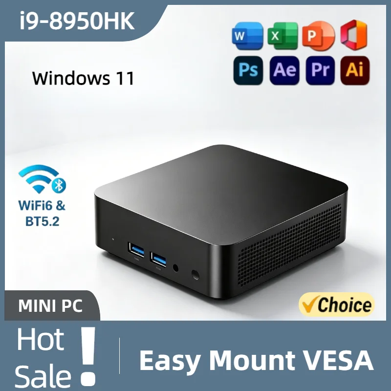 Windows 11 i9 Mini PC Intel Core i9 8950HK 16GB RAM 1TB 2TB SSD M.2 Wifi 6 BT5.2 Mini Desktop Low Power NVMe 4K Output
Windows 11 i9 Mini PC Intel Core i9 8950HK 16GB RAM 1TB 2TB SSD M.2 Wifi 6 BT5.2 Mini Desktop Low Power NVMe 4K Output
