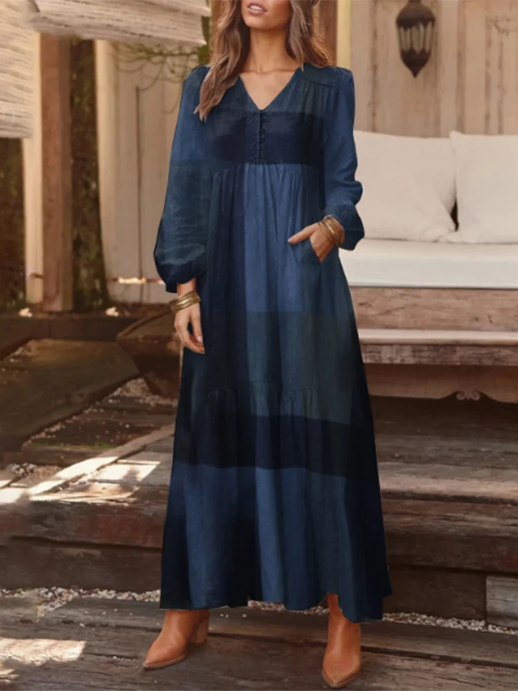 Color Blocked V-neck Long Sleeved Printed Casual Women's Dress Street Fashion Artistic Retro Style Autumn Dresses
Color Blocked V-neck Long Sleeved Printed Casual Women's Dress Street Fashion Artistic Retro Style Autumn Dresses