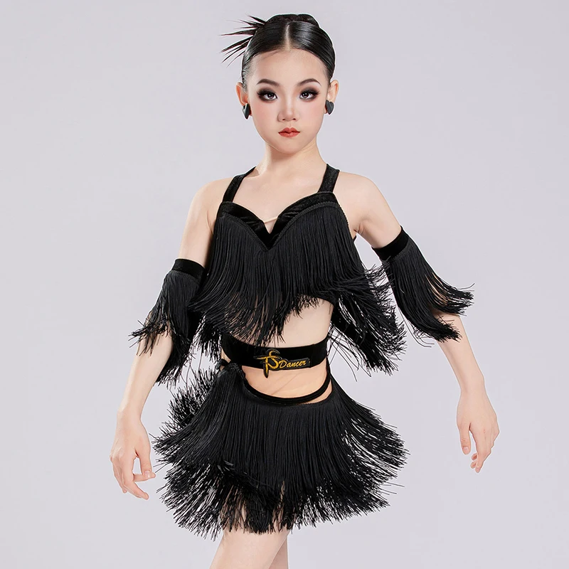 Summer Latin Dance Performance Clothes Black Fringe Top Skirt Set Girl Cha Cha Dancing Outfit Samba Rumba Training Set VDL5469
Summer Latin Dance Performance Clothes Black Fringe Top Skirt Set Girl Cha Cha Dancing Outfit Samba Rumba Training Set VDL5469