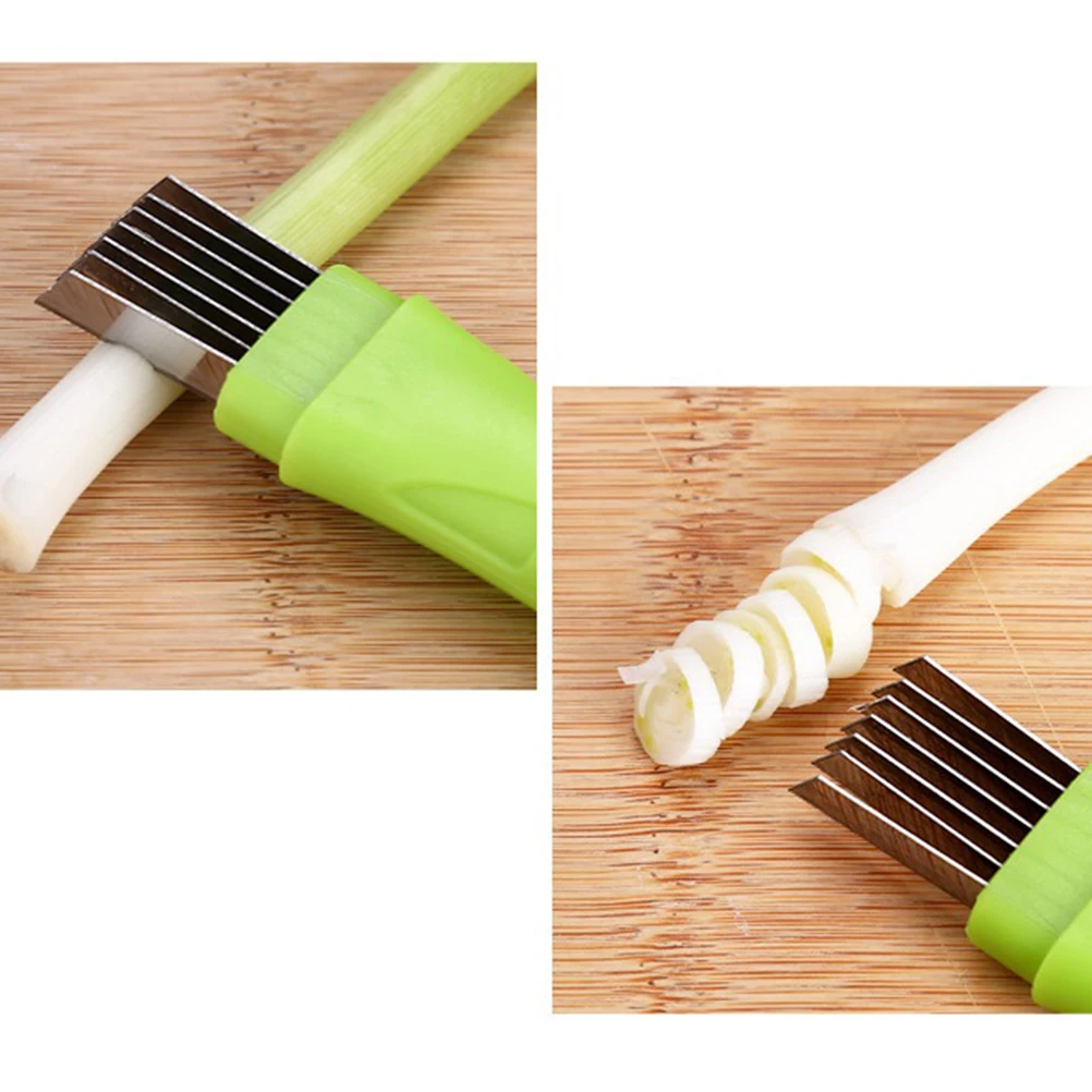 Green Handle Stainless Steel Scallion Vegetable Slicer Multifunction Onion Chopper Kitchen Cutting Tool For Chili Herb
Green Handle Stainless Steel Scallion Vegetable Slicer Multifunction Onion Chopper Kitchen Cutting Tool For Chili Herb