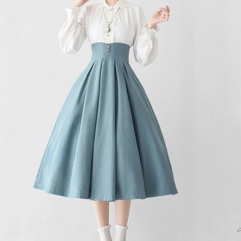 Elegant Classical Office Lady Sweet A-Line Skirts Women Vintage Lolita Style Midi Skirt Victorian Button Slim Party Long Skirts
Elegant Classical Office Lady Sweet A-Line Skirts Women Vintage Lolita Style Midi Skirt Victorian Button Slim Party Long Skirts