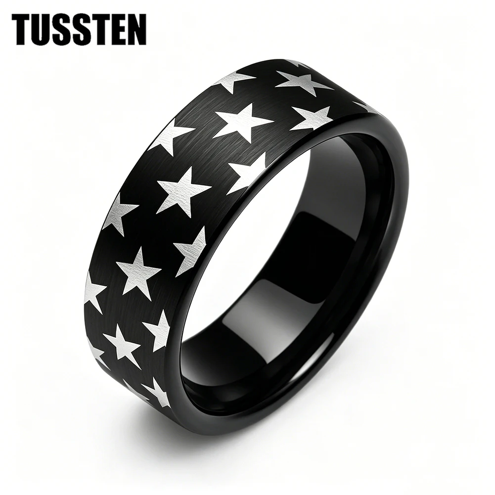 TUSSTEN 6/8/10/12MM Super Men Ring Women Black Tungsten Wedding Band Pipe Cut Brush Finish Laser engraving five-star Comfort Fit
TUSSTEN 6/8/10/12MM Super Men Ring Women Black Tungsten Wedding Band Pipe Cut Brush Finish Laser engraving five-star Comfort Fit