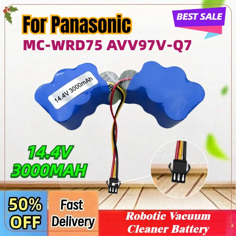 3000mAh 14.4V Ni-MH Battery Replacement for Panasonic MC-WRD75 AVV97V-Q7 Robotic Vacuum Cleaner Battery Pack, 800 Cycles
3000mAh 14.4V Ni-MH Battery Replacement for Panasonic MC-WRD75 AVV97V-Q7 Robotic Vacuum Cleaner Battery Pack, 800 Cycles