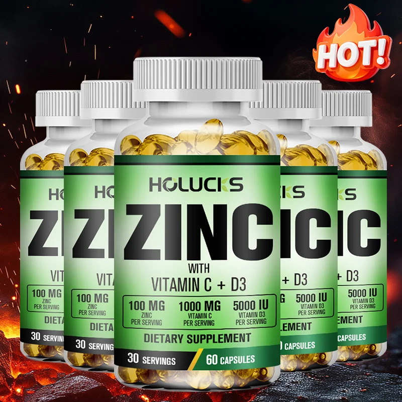 HOLUCKS Zinc Vitamin C & D3 Capsules, Supports Immune Health, Enhanced Rest, Sustained Energy & Overall Body Benefits for Adults
HOLUCKS Zinc Vitamin C & D3 Capsules, Supports Immune Health, Enhanced Rest, Sustained Energy & Overall Body Benefits for Adults