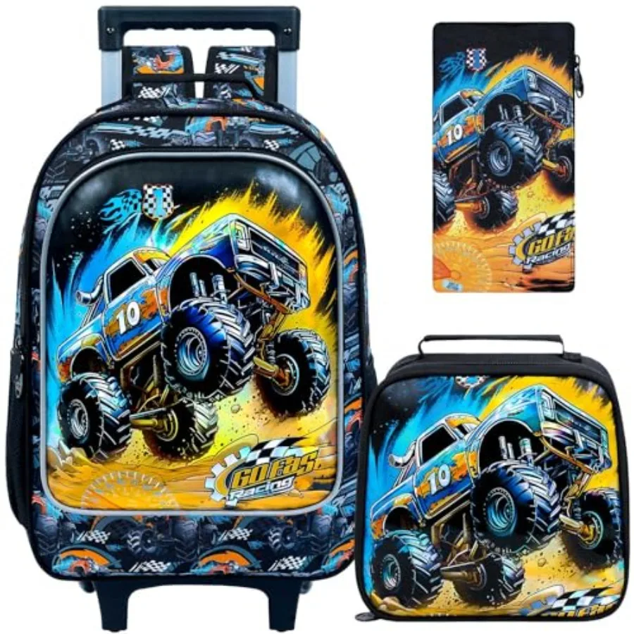 3Pcs Truck Rolling Backpack for Boys, School Backpacks with Wheels, Roller Bookbag with Lunch Box for Elementary Preschool Blac
3Pcs Truck Rolling Backpack for Boys, School Backpacks with Wheels, Roller Bookbag with Lunch Box for Elementary Preschool Blac