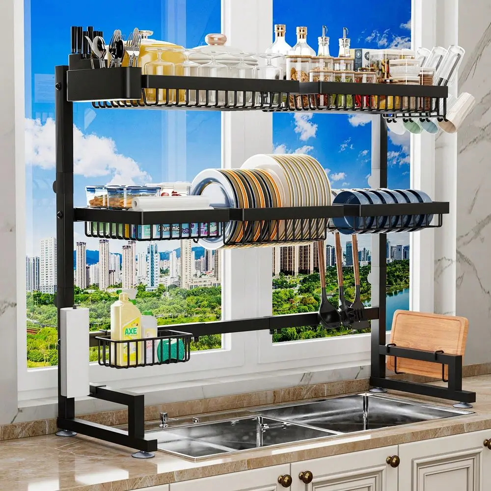 3-Tier Over The Sink Dish Drying Rack, Expandable Length & Height, Snap-On Design
3-Tier Over The Sink Dish Drying Rack, Expandable Length & Height, Snap-On Design