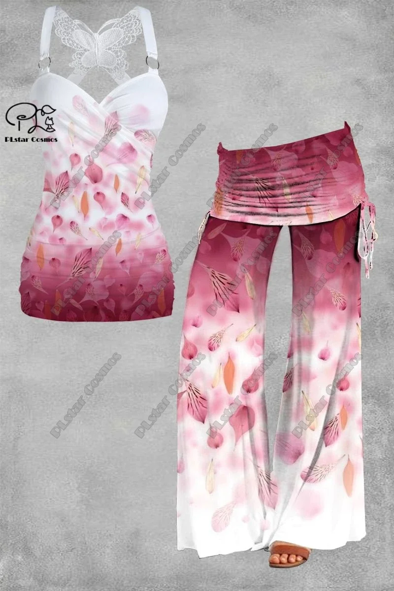 PLstar Cosmos New 3D Printed Women's Leaf Pattern Pink Gradient Art Retro Print Butterfly Vest + Wide Leg Pants Two-piece Set
PLstar Cosmos New 3D Printed Women's Leaf Pattern Pink Gradient Art Retro Print Butterfly Vest + Wide Leg Pants Two-piece Set