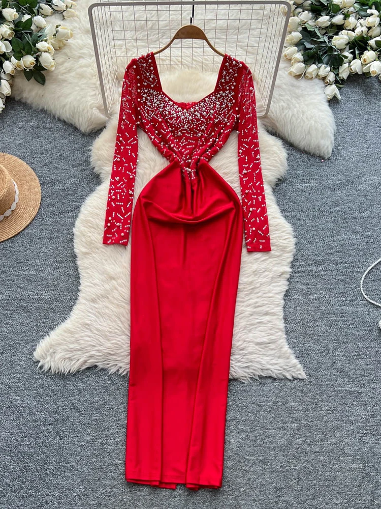 Red Evening Gown Women Sexy High Waist Diamond Embellied Slim Fit Bodycon Dr Square Collar Ball Gown Polyester Fiber
Red Evening Gown Women Sexy High Waist Diamond Embellied Slim Fit Bodycon Dr Square Collar Ball Gown Polyester Fiber