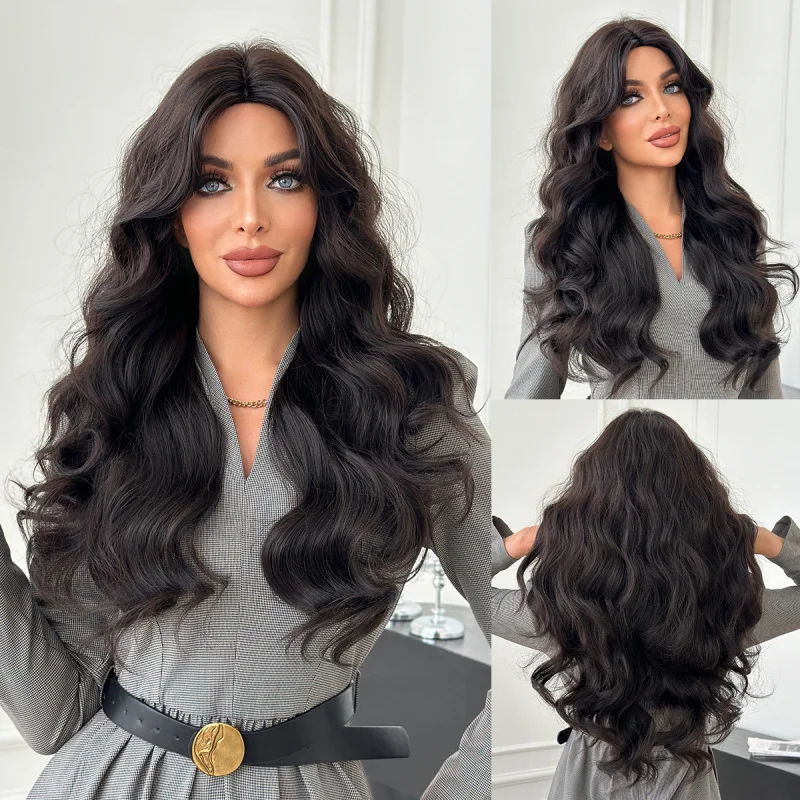 Women's full-head with bangs, black-brown long wool curls, naturally voluminous, high-quality wig
Women's full-head with bangs, black-brown long wool curls, naturally voluminous, high-quality wig