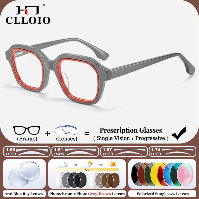 CLLOIO New Design Polygonal Acetate Prescription Glasses For Men Women Progressive/Anti Blue Light Myopia Photochromic Eyewear
CLLOIO New Design Polygonal Acetate Prescription Glasses For Men Women Progressive/Anti Blue Light Myopia Photochromic Eyewear
