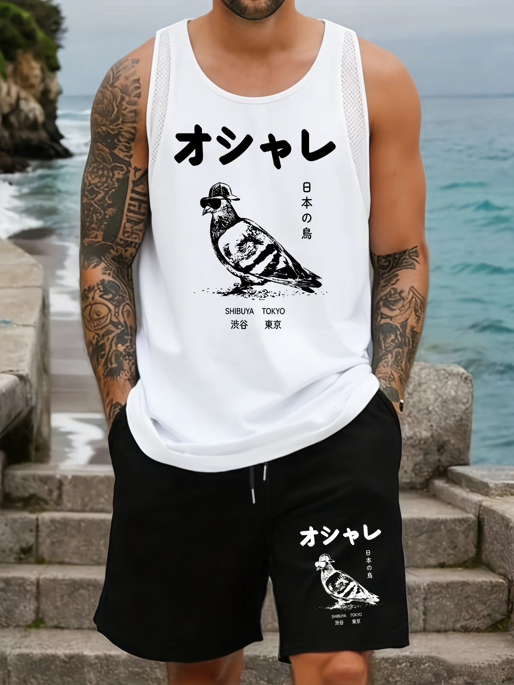 Birds From Shibuya Japan Print Mens Mesh Tank Tops Suit O-Neck Sleeveless Vest Wide-Leg Pocket Shorts Summer Gym Sportswear
Birds From Shibuya Japan Print Mens Mesh Tank Tops Suit O-Neck Sleeveless Vest Wide-Leg Pocket Shorts Summer Gym Sportswear