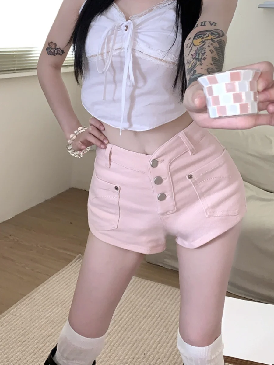 Pink Denim Shorts Women's Spring Summer Slimming High Waist Straight Leg A-Line Pants Sexy Tight Fitting American Style
Pink Denim Shorts Women's Spring Summer Slimming High Waist Straight Leg A-Line Pants Sexy Tight Fitting American Style