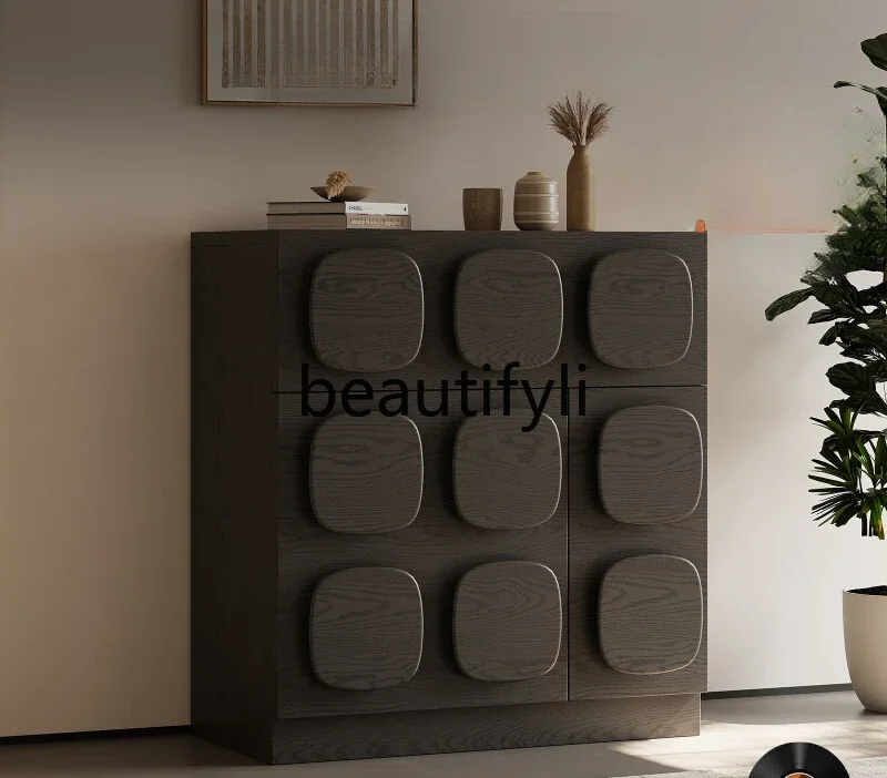 Minimalist solid wood chest against the wall Living room retro black porch cabinet Bedroom storage locker
Minimalist solid wood chest against the wall Living room retro black porch cabinet Bedroom storage locker