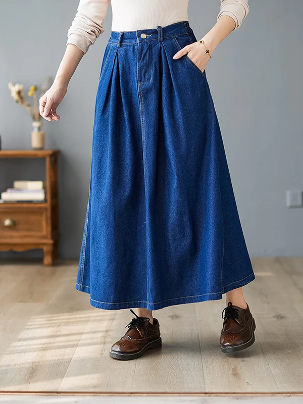 Artistic Vintage Blue Jeans Waed Cotton Feel A-Line Skirt High Waist Loose Fit Mid-Length Skirts for Petite Women
Artistic Vintage Blue Jeans Waed Cotton Feel A-Line Skirt High Waist Loose Fit Mid-Length Skirts for Petite Women