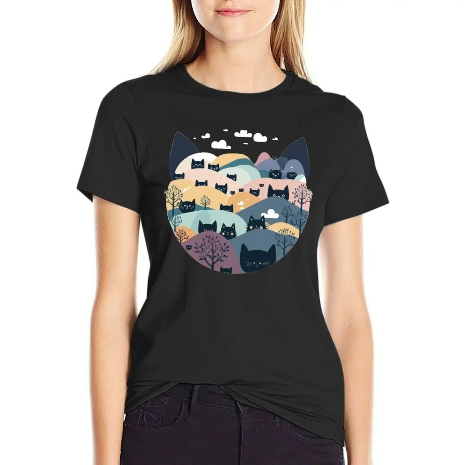 Cat Landscape 4 T-shirt funny Female clothing graphics t shirts for Women loose fit
Cat Landscape 4 T-shirt funny Female clothing graphics t shirts for Women loose fit