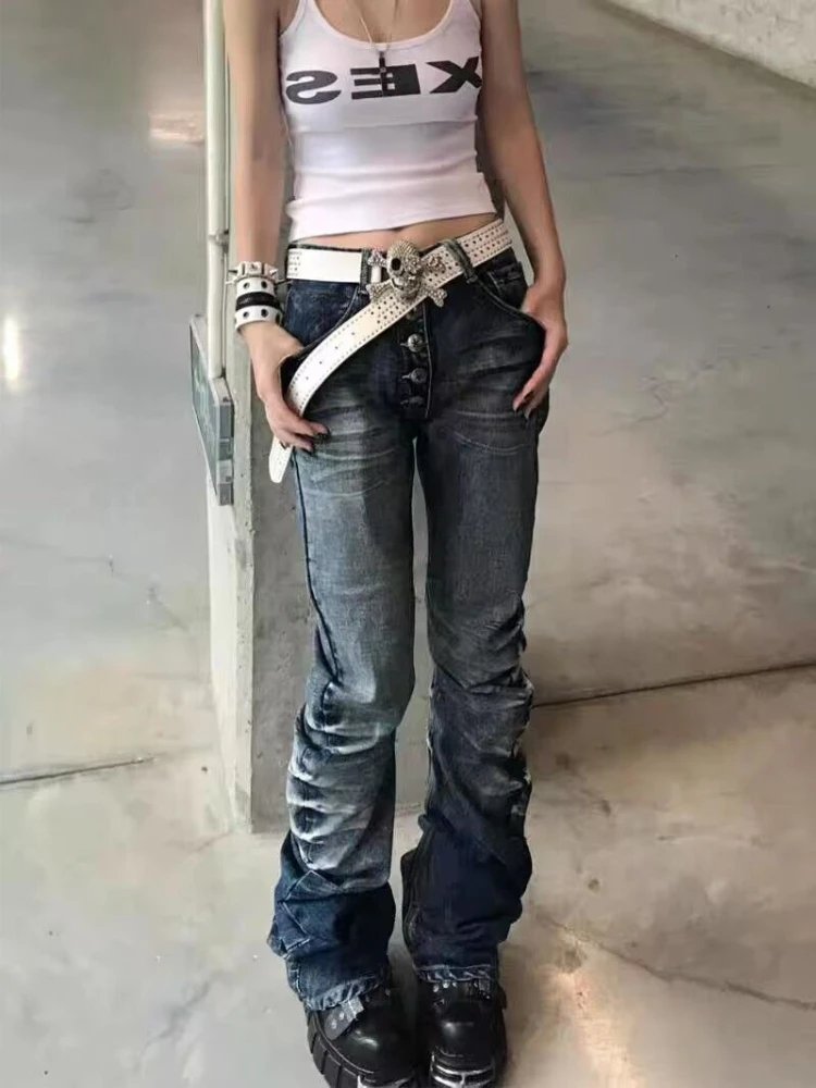 American Sexy Long Length Jeans Distressed Women Streetwear Denim Pants Patchwork Zipper Button Spring Autumn Y2k Vintage
American Sexy Long Length Jeans Distressed Women Streetwear Denim Pants Patchwork Zipper Button Spring Autumn Y2k Vintage