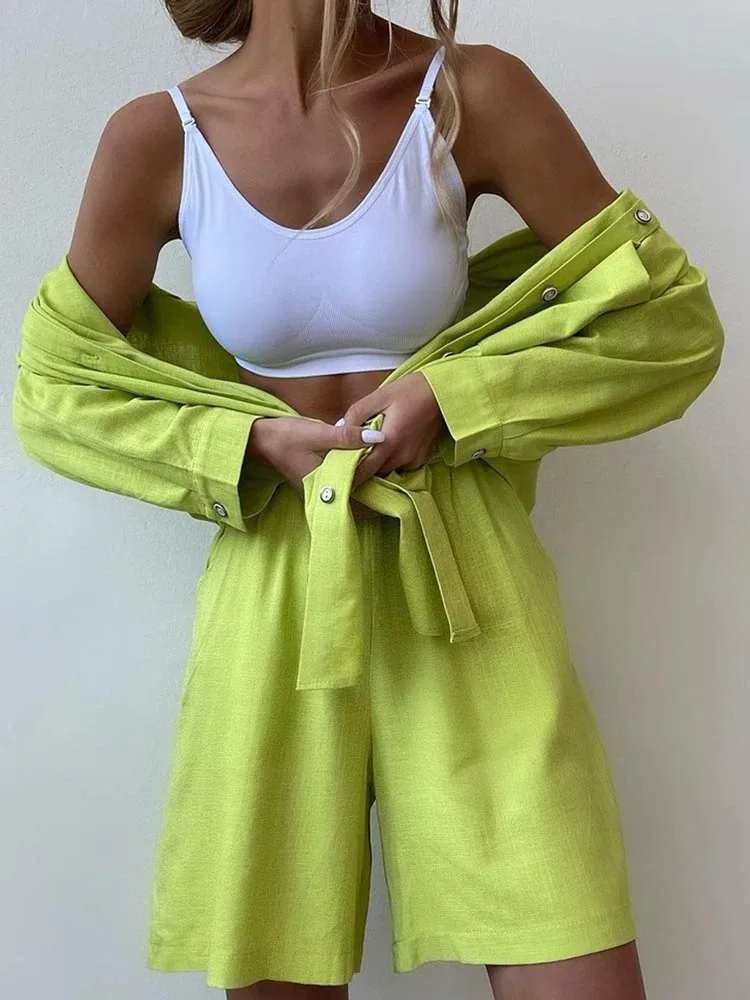 Summer 100% Cotton and Linen Sets Womens 2 Piece Blouse and Shorts Casual Two Piece Set for Women Loose Shirt Short Sets
Summer 100% Cotton and Linen Sets Womens 2 Piece Blouse and Shorts Casual Two Piece Set for Women Loose Shirt Short Sets