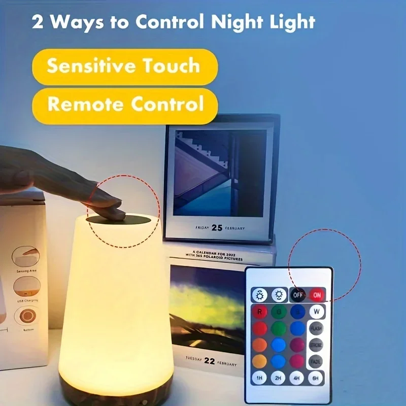 Touch RGB LED Night Lights Remote Control Dimmable Bedside Lamp USB Rechargeable 13 Colors Ambient Reading Camping Lamp Gifts
Touch RGB LED Night Lights Remote Control Dimmable Bedside Lamp USB Rechargeable 13 Colors Ambient Reading Camping Lamp Gifts