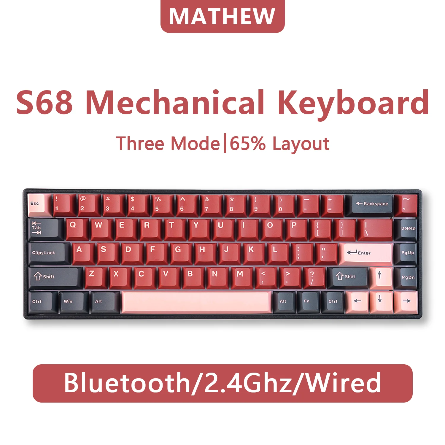 MATHEW S68 Трехрежимная механическая клавиатура с белым светом, 68 клавиш, 65% раскладка, игровая клавиатура с горячей заменой, сделай сам
MATHEW S68 Трехрежимная механическая клавиатура с белым светом, 68 клавиш, 65% раскладка, игровая клавиатура с горячей заменой, сделай сам