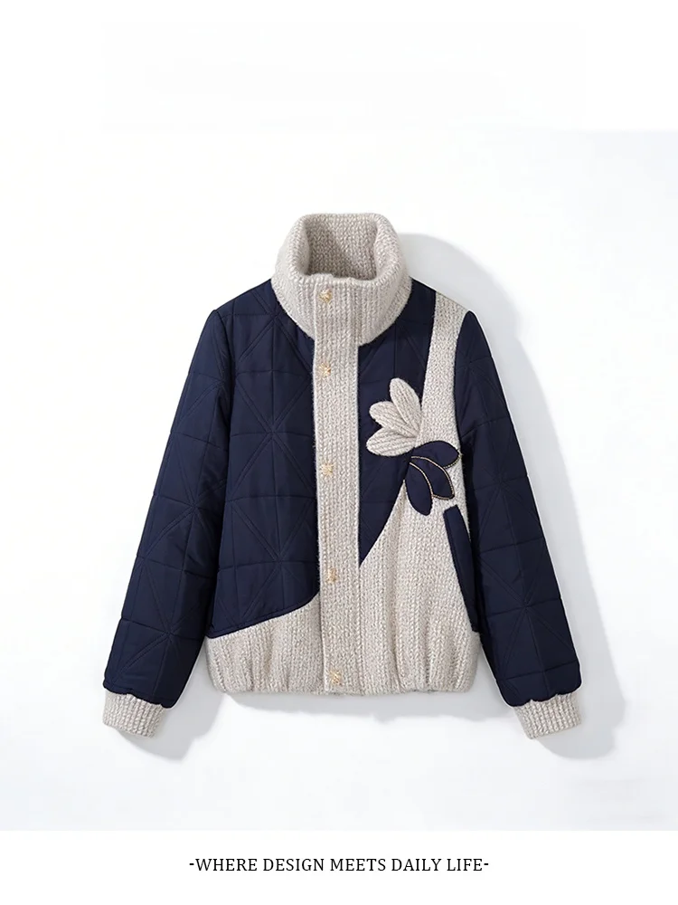 Short Knitted Splice Cotton Jacket Women's Autumn Winter Fashion Popular New Style Little Fragrance Style Padded Coat
Short Knitted Splice Cotton Jacket Women's Autumn Winter Fashion Popular New Style Little Fragrance Style Padded Coat