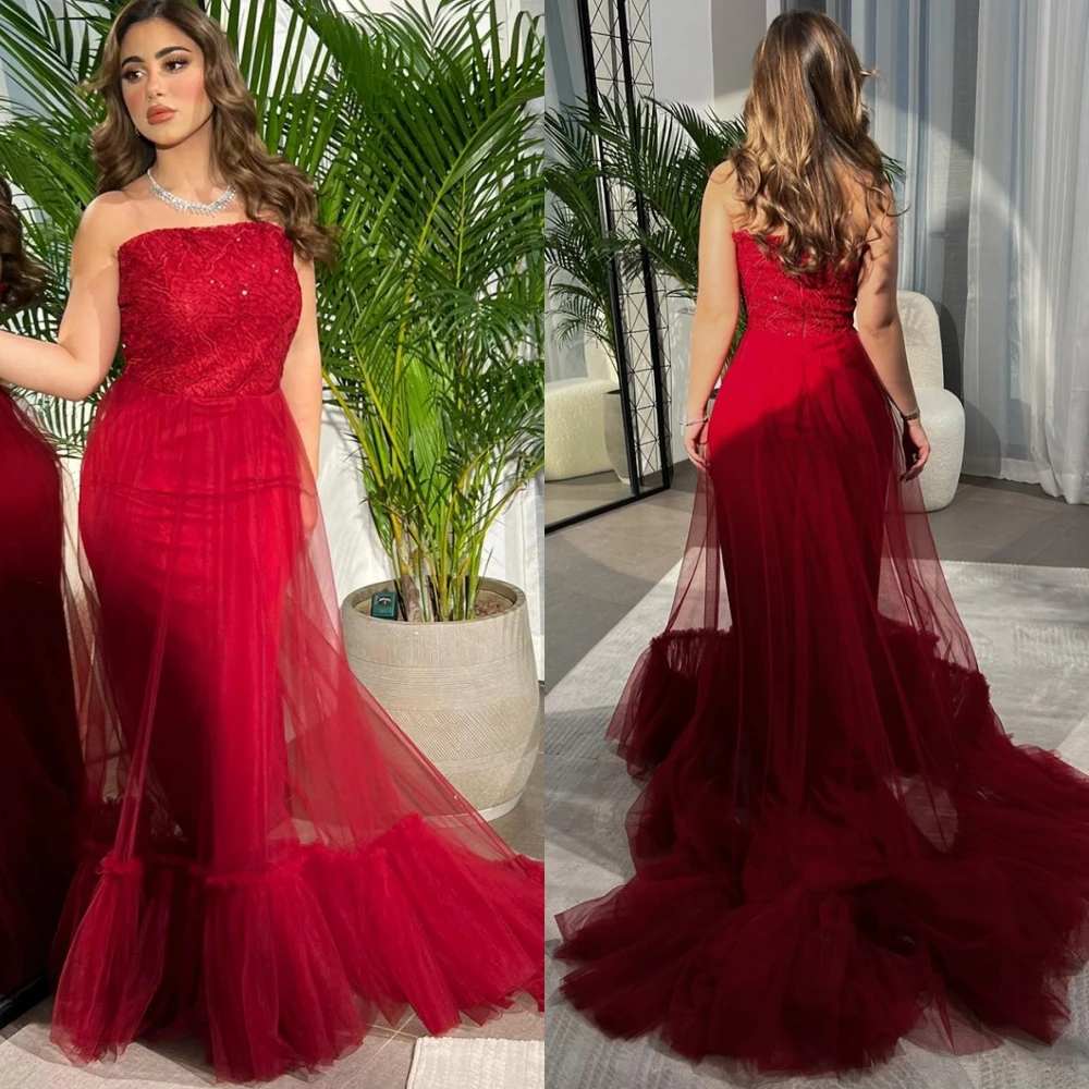 Customized Exquisite Tulle Evening Strapless Dress Luxury Court Train Prom Dresses Delicate Mermaid Special Occasion Gowns
Customized Exquisite Tulle Evening Strapless Dress Luxury Court Train Prom Dresses Delicate Mermaid Special Occasion Gowns