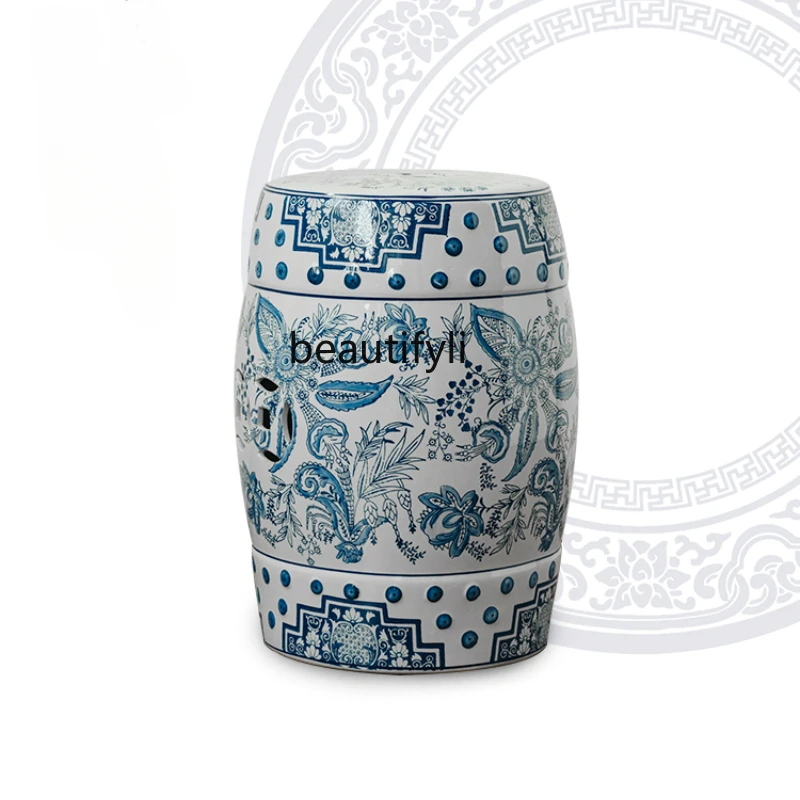 Blue and white porcelain low stool Chinese hand-painted French style living room Chinoiserie shoe change
Blue and white porcelain low stool Chinese hand-painted French style living room Chinoiserie shoe change