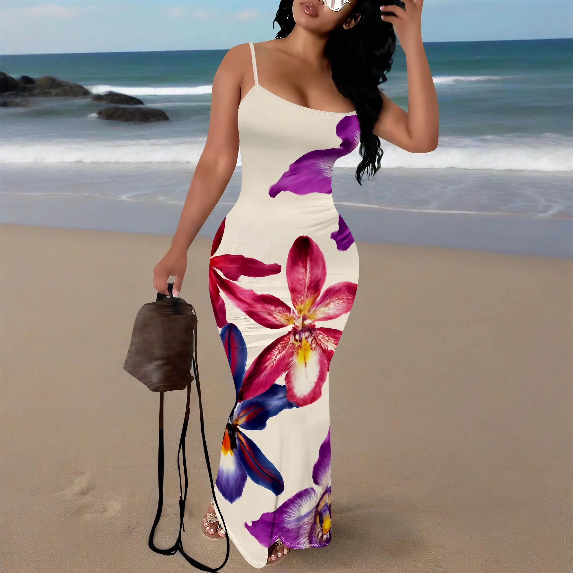 Tropical Orchid Print Maxi Dress XS-3XL Spaghetti Strap Slim Fit Style for Beach Vacation, Summer Party or Elegant Resort Look
Tropical Orchid Print Maxi Dress XS-3XL Spaghetti Strap Slim Fit Style for Beach Vacation, Summer Party or Elegant Resort Look