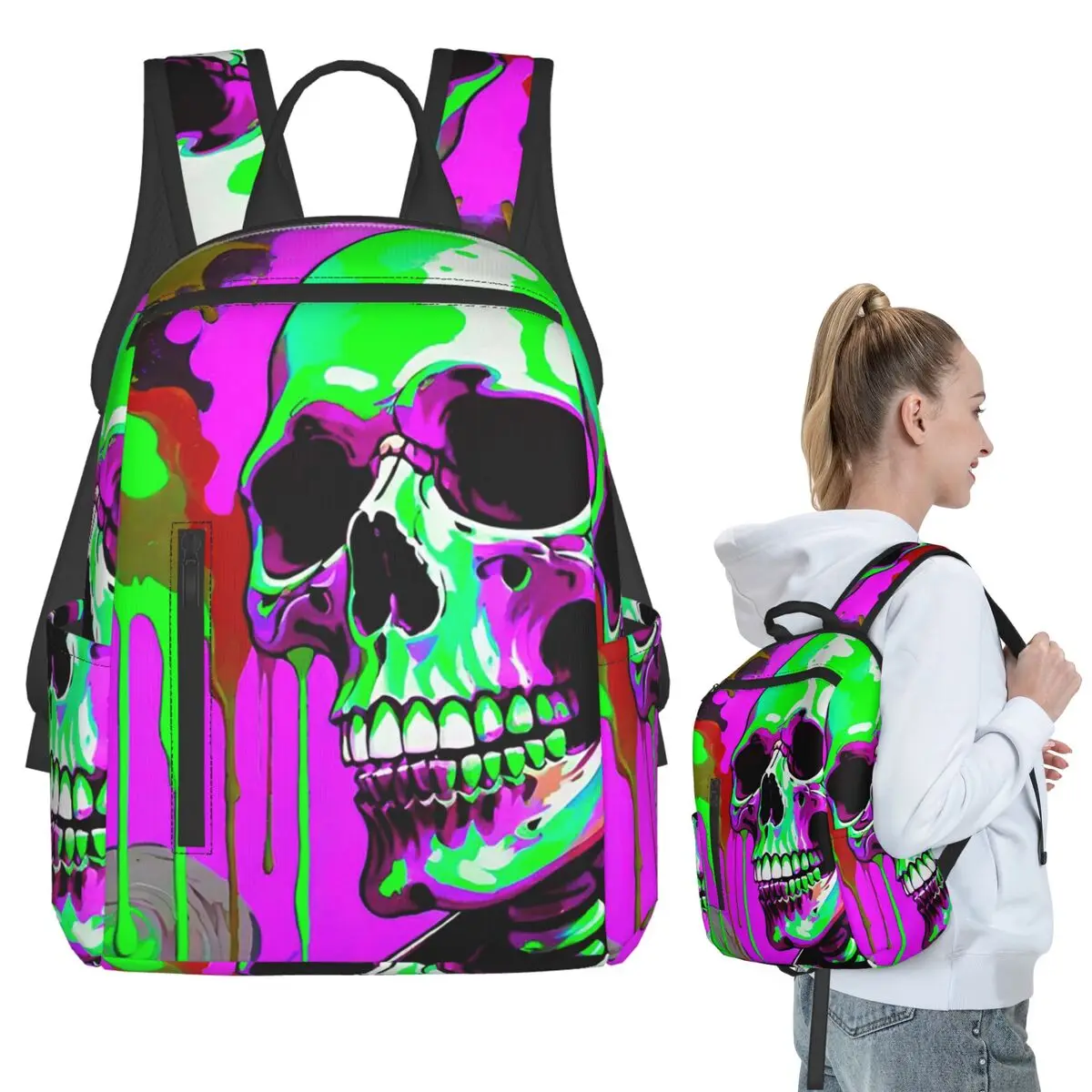 Green Purple Graffiti Skull Backpack Student BookBag Children School Bag Laptop Shoulder Bags Men Women
Green Purple Graffiti Skull Backpack Student BookBag Children School Bag Laptop Shoulder Bags Men Women