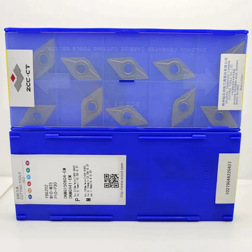 DNMG150604-EM YBG202/DNMG150608-EM YBG202/DNMG150604-EM YBM253/DNMG150608-EM YBM253 ZCC.CT CNC carbide inserts 10pcs/box
DNMG150604-EM YBG202/DNMG150608-EM YBG202/DNMG150604-EM YBM253/DNMG150608-EM YBM253 ZCC.CT CNC carbide inserts 10pcs/box