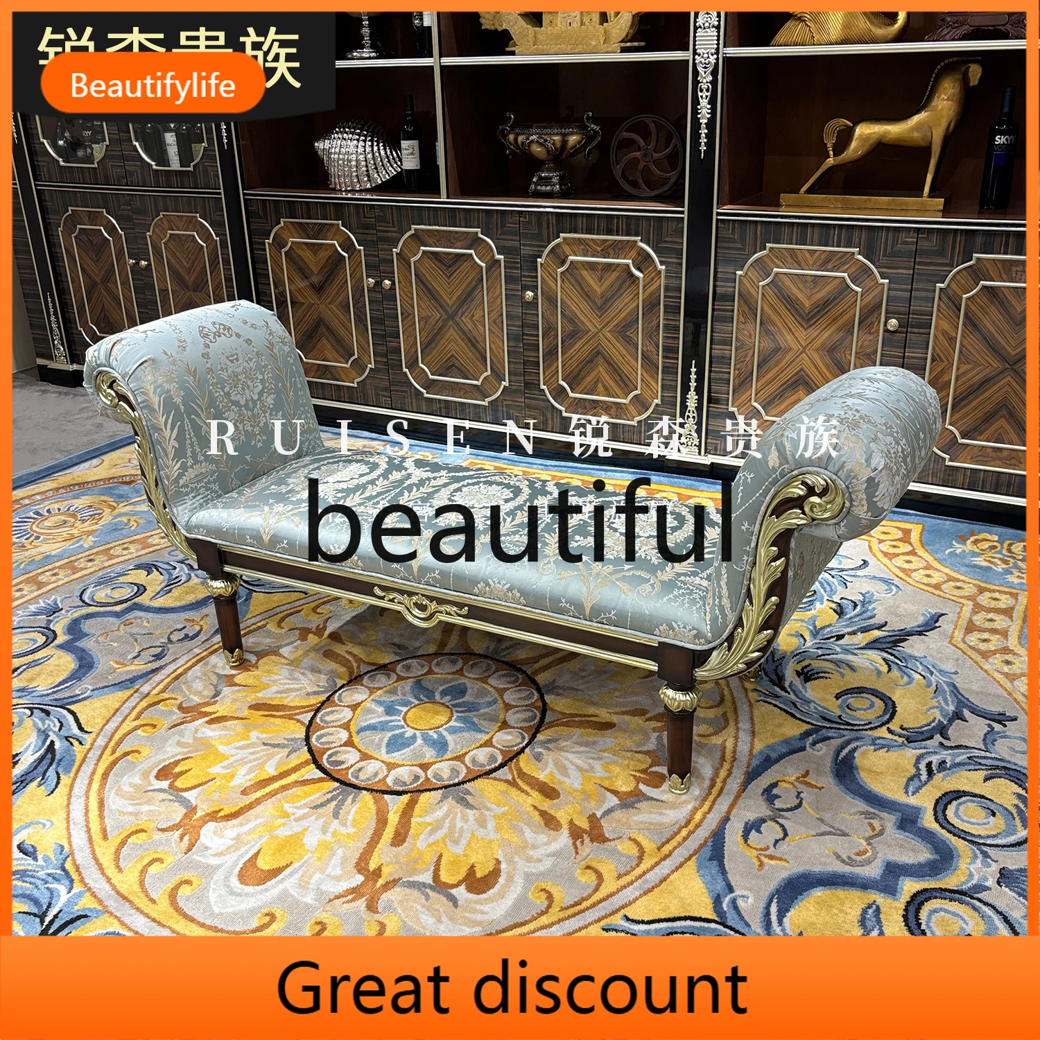 A2344 French aft stool luxury embroidered fabric foot pedal bedroom solid wood bed front stool sofa stool
A2344 French aft stool luxury embroidered fabric foot pedal bedroom solid wood bed front stool sofa stool
