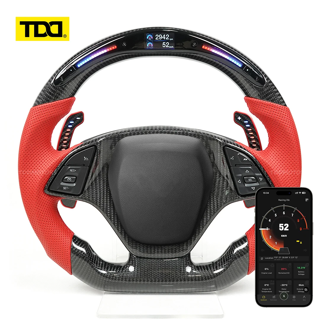 TDD Galaxy Pro II LED Steering Wheel for Chevrolet Corvette C7 2014-2019 100% Carbon Fiber with LED Magnetic Paddle Shiter
TDD Galaxy Pro II LED Steering Wheel for Chevrolet Corvette C7 2014-2019 100% Carbon Fiber with LED Magnetic Paddle Shiter