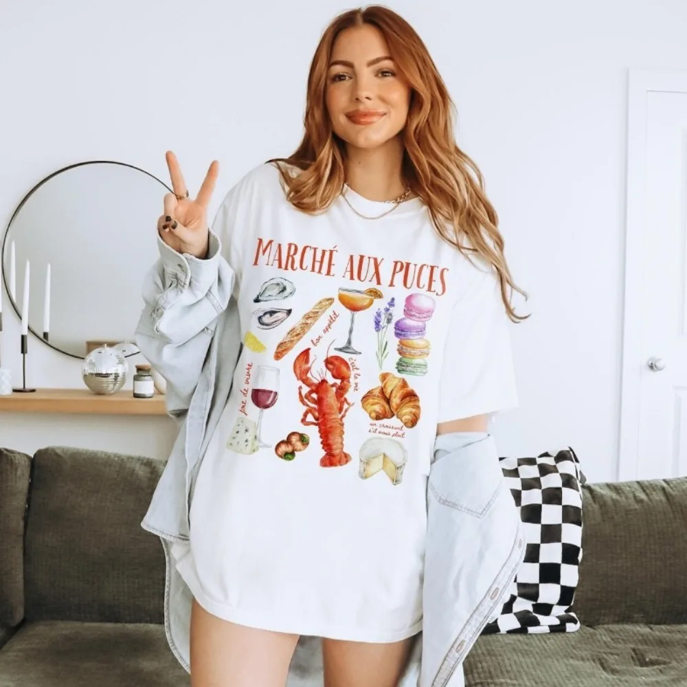 French Market Shirt Lobster Tops Croissant Tees Oysters Clothes Wine and Cheese Club Shirt Aesthetic Clothes Women Clothing
French Market Shirt Lobster Tops Croissant Tees Oysters Clothes Wine and Cheese Club Shirt Aesthetic Clothes Women Clothing