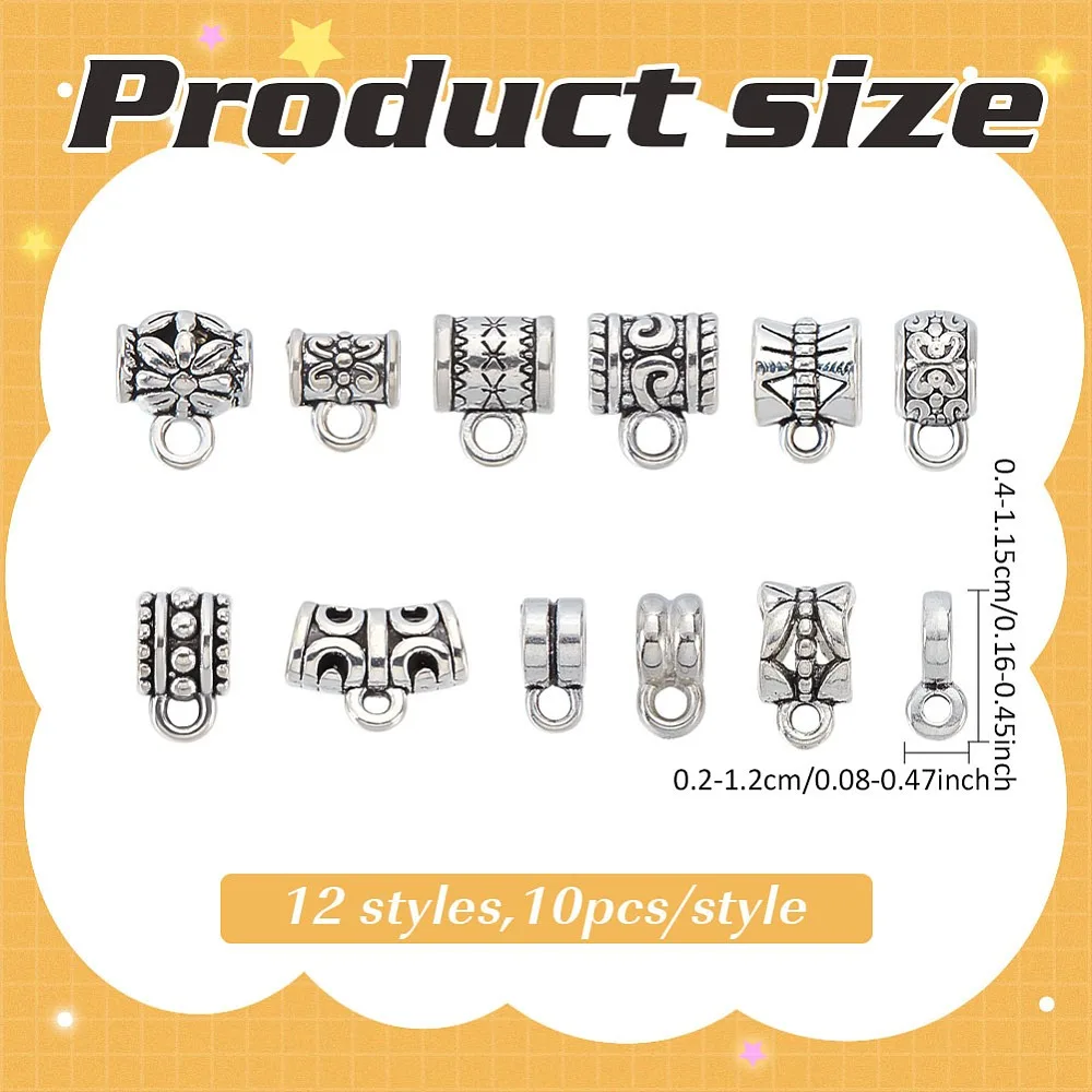 120Pcs 12 Styles Style Alloy Tube Bails Loop Bails Bail Beads Mixed Color 4~11.5x4.5~12mm Hole: 1.5~2.5mm 10pcs/style
120Pcs 12 Styles Style Alloy Tube Bails Loop Bails Bail Beads Mixed Color 4~11.5x4.5~12mm Hole: 1.5~2.5mm 10pcs/style