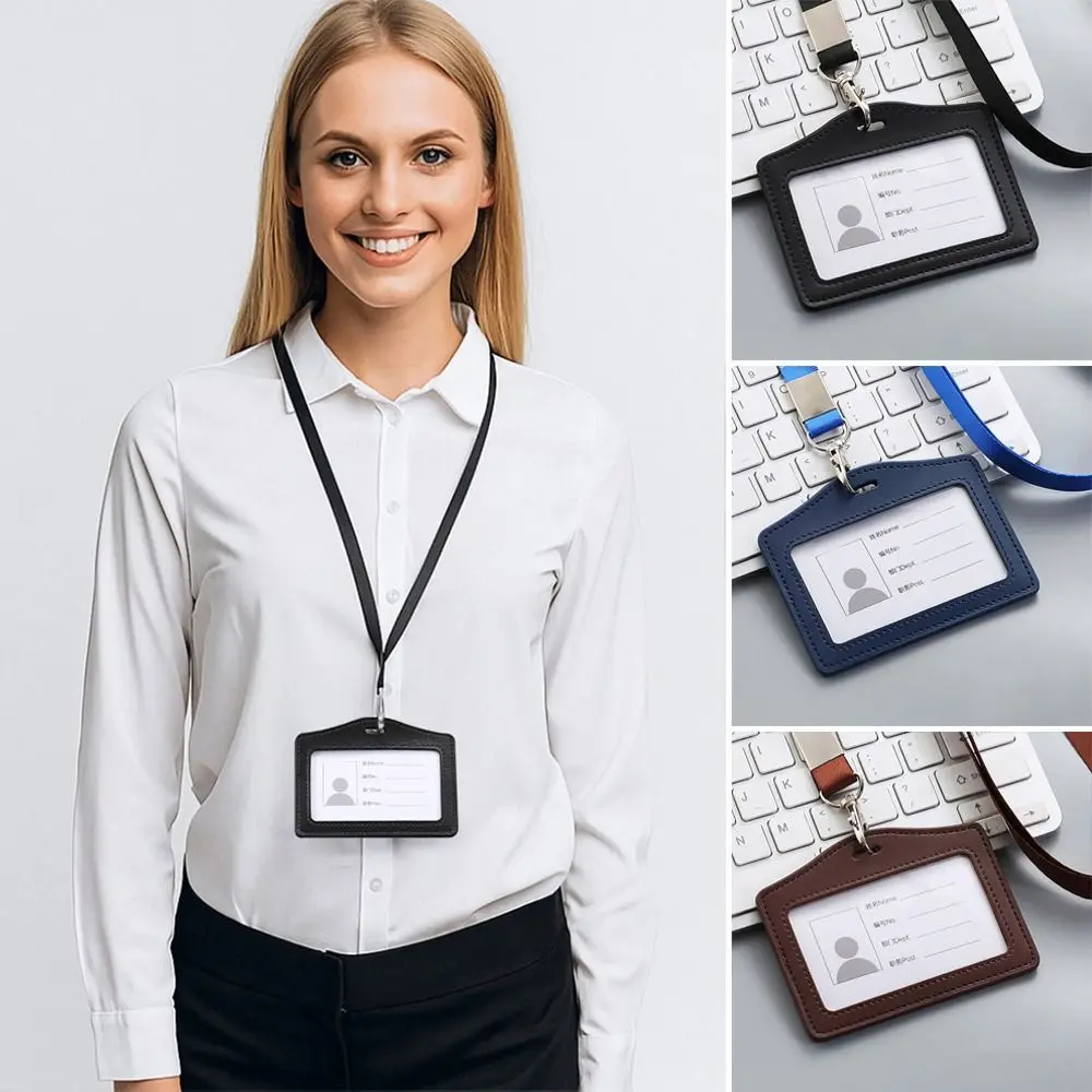 Высококачественный рабочий держатель для карточек из натуральной кожи с шейным ремешком, однотонный чехол для удостоверений личности, нагрудные чехлы для карт
Высококачественный рабочий держатель для карточек из натуральной кожи с шейным ремешком, однотонный чехол для удостоверений личности, нагрудные чехлы для карт