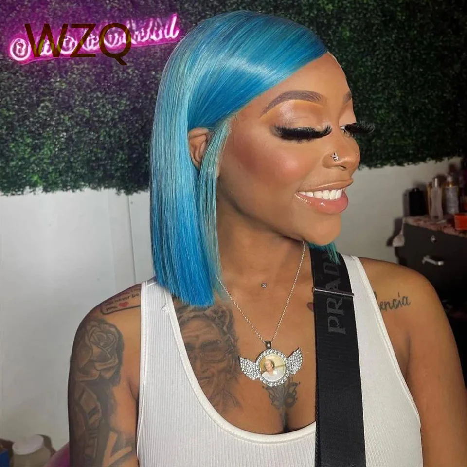 Short Bob Human Hair Wig For Women 180% Density Straight Transparent Lace Frontal Wig Light Blue 13x4 Lace Front Human Hair Wigs
Short Bob Human Hair Wig For Women 180% Density Straight Transparent Lace Frontal Wig Light Blue 13x4 Lace Front Human Hair Wigs