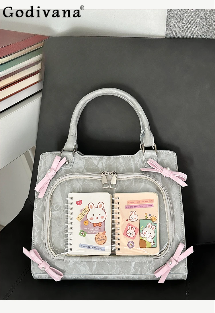 Original Sweet Girl Bow Pain Bag Small Capacity Transparent Tote Bag Cartoon Two-dimensional Single Shoulder Messenger Ladybag
Original Sweet Girl Bow Pain Bag Small Capacity Transparent Tote Bag Cartoon Two-dimensional Single Shoulder Messenger Ladybag