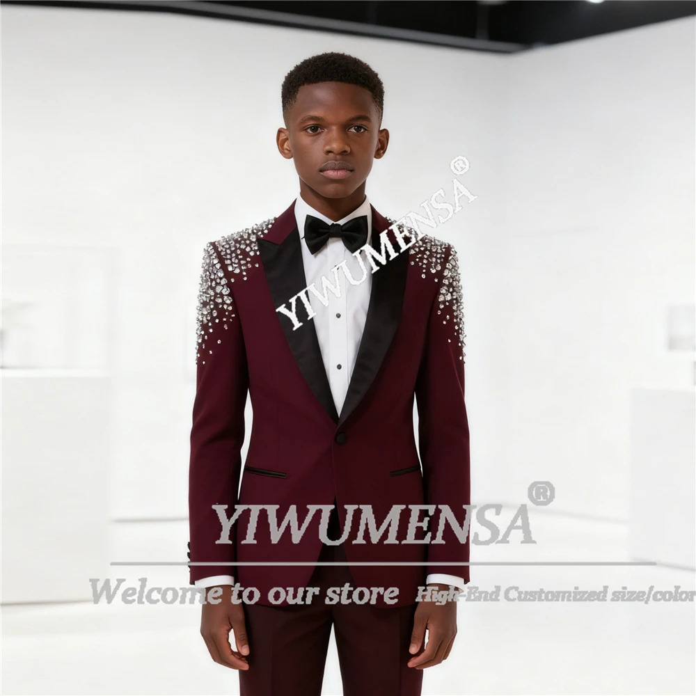 Exclusive Beaded Stones Boys Suit For Wedding Black Shawl Lapel Children Prom Blazers Customized 2 Pieces costume enfant garçon
Exclusive Beaded Stones Boys Suit For Wedding Black Shawl Lapel Children Prom Blazers Customized 2 Pieces costume enfant garçon