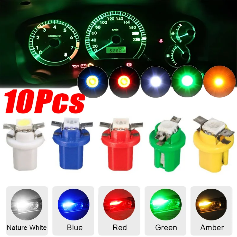 10Pcs Car Instrument Lights T5 LED B8.5D 5050 1SMD Brand New Low Power Side Indicator Lights Car Dashboard Instrument Lamp 12V
10Pcs Car Instrument Lights T5 LED B8.5D 5050 1SMD Brand New Low Power Side Indicator Lights Car Dashboard Instrument Lamp 12V