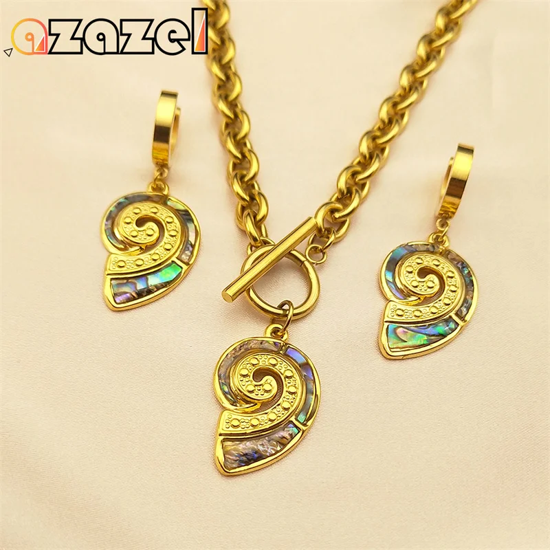 Abalone Sea Shell Conch Jewelry Set Women Men Stainless Steel Gold Color Charms Necklace Earrings Set Fashion Colorful Jewelry
Abalone Sea Shell Conch Jewelry Set Women Men Stainless Steel Gold Color Charms Necklace Earrings Set Fashion Colorful Jewelry
