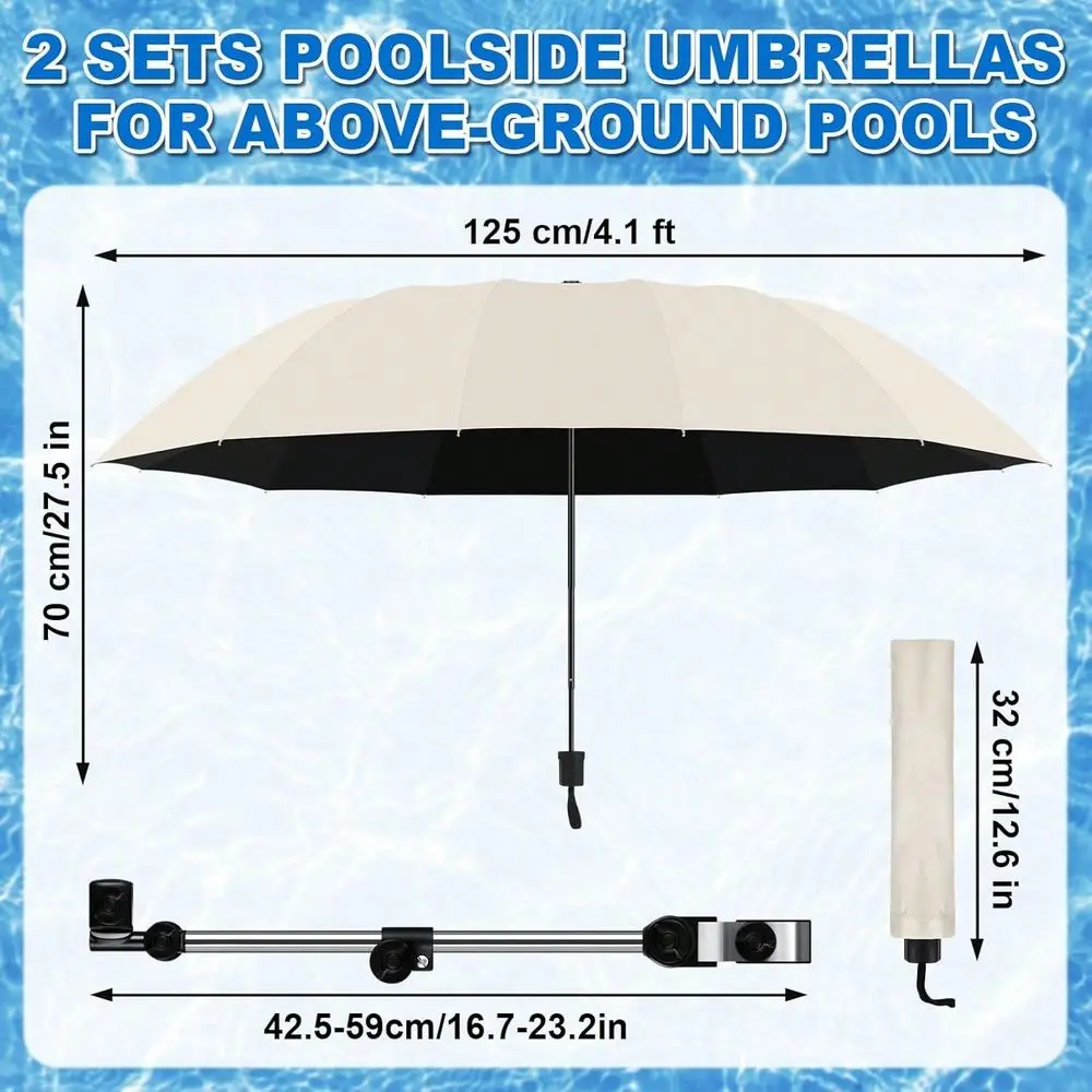 Pack Pool Canopy Shade For Above Ground, 50 Chair Umbrella With Clamp Adjustable, Portable UPF 50 UV Protection Outdoor Umbrell
Pack Pool Canopy Shade For Above Ground, 50 Chair Umbrella With Clamp Adjustable, Portable UPF 50 UV Protection Outdoor Umbrell