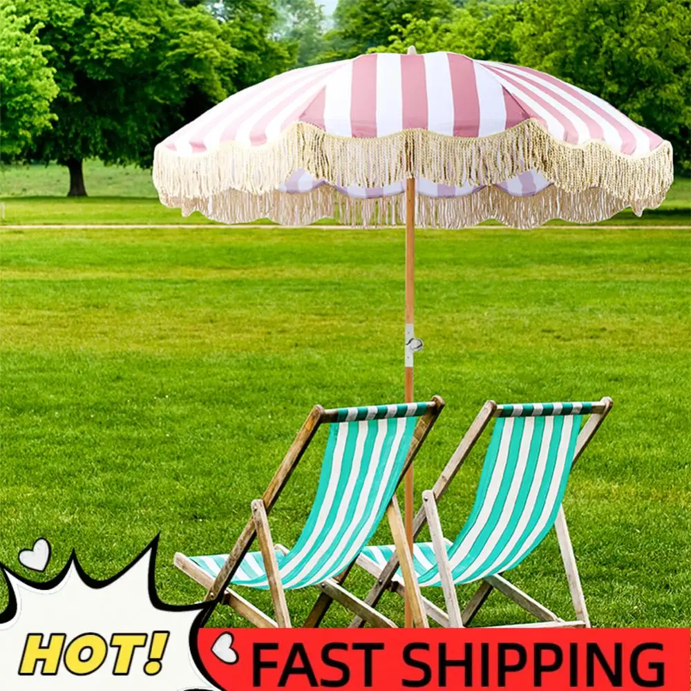 Striped Patio Umbrella with Fringe Beach Umbrella Outdoor Sunshade Umbrella with Tilt Pole Portable Tassel Umbrella
Striped Patio Umbrella with Fringe Beach Umbrella Outdoor Sunshade Umbrella with Tilt Pole Portable Tassel Umbrella